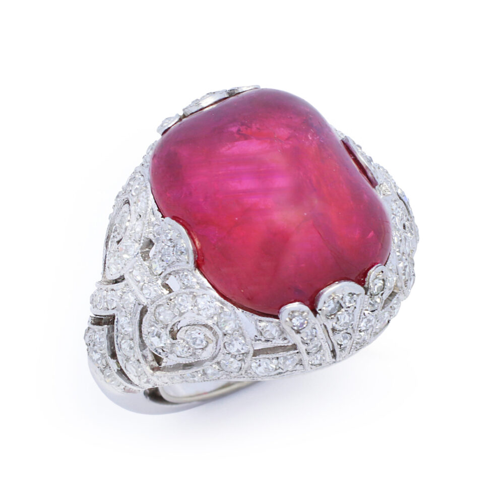 Burmese Ruby and Diamond Ring