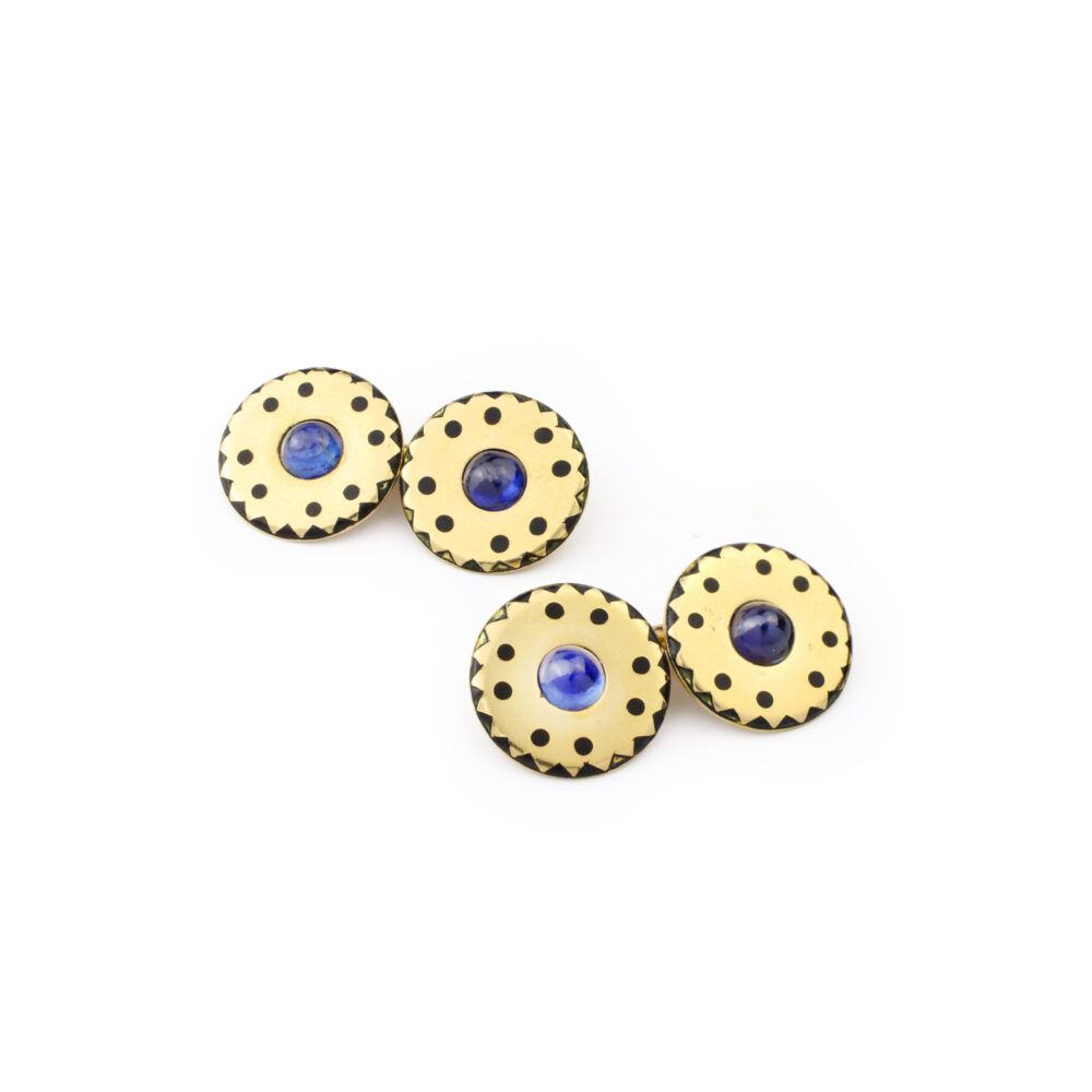 Cartier Modernist Sapphire and Enamel Cufflinks