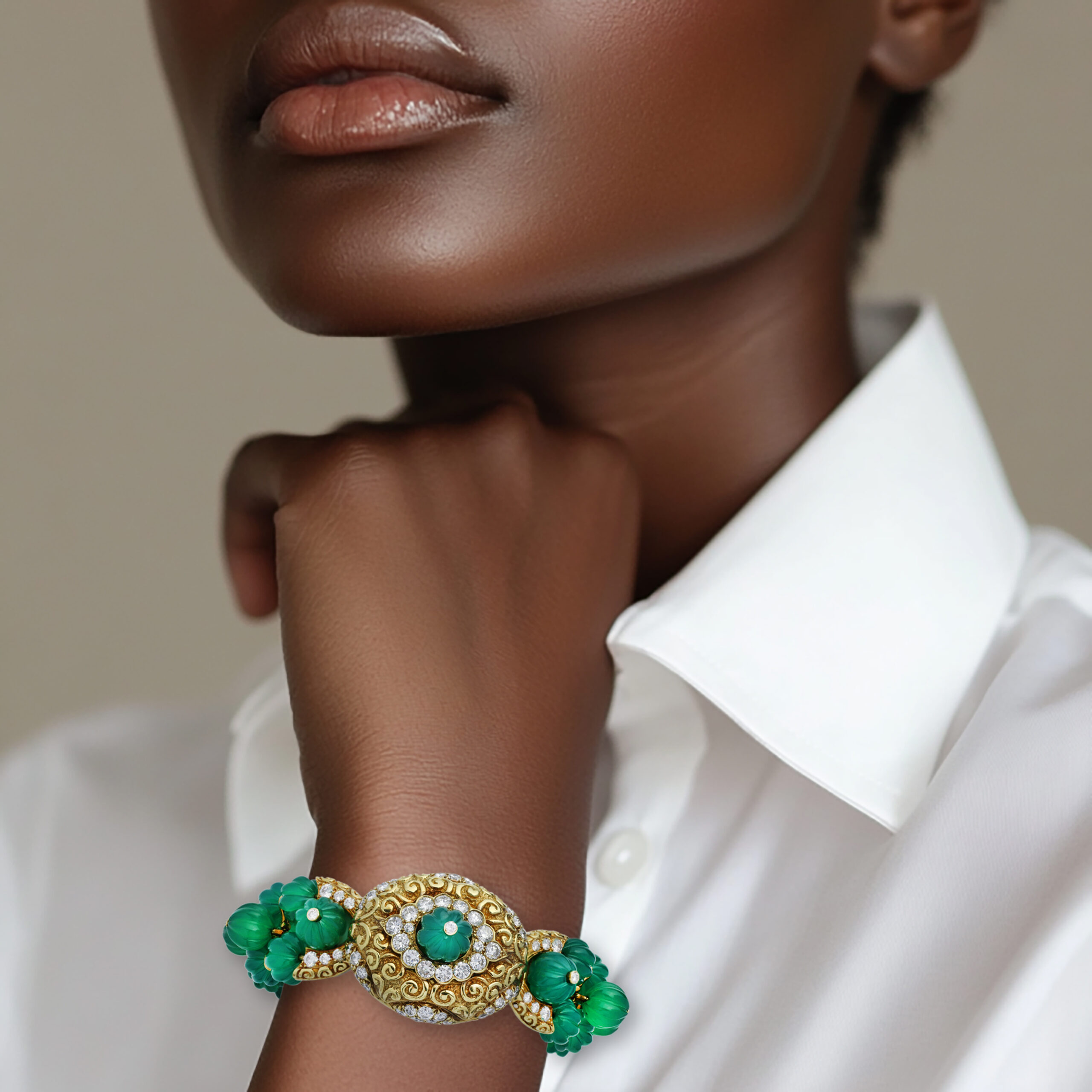 Van Cleef & Arpels Chrysoprase and Diamond Bracelet