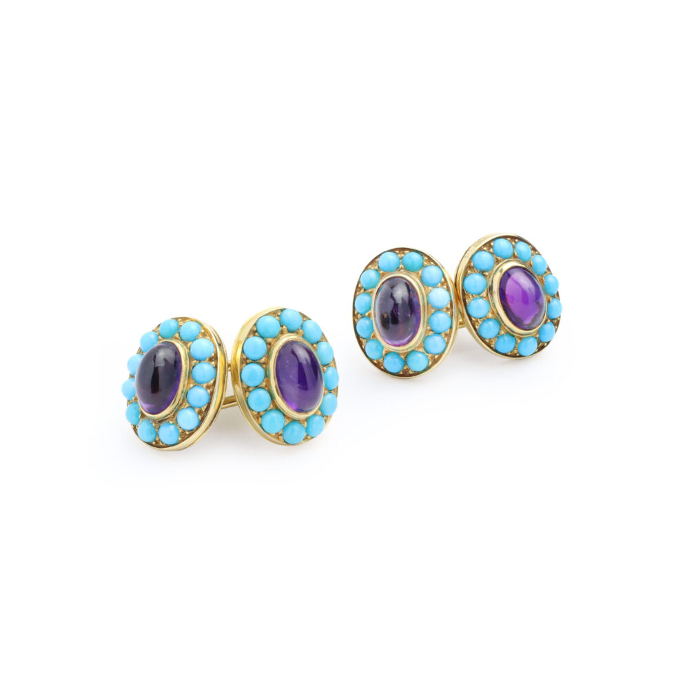 Cartier Amethyst and Turquoise Cufflinks