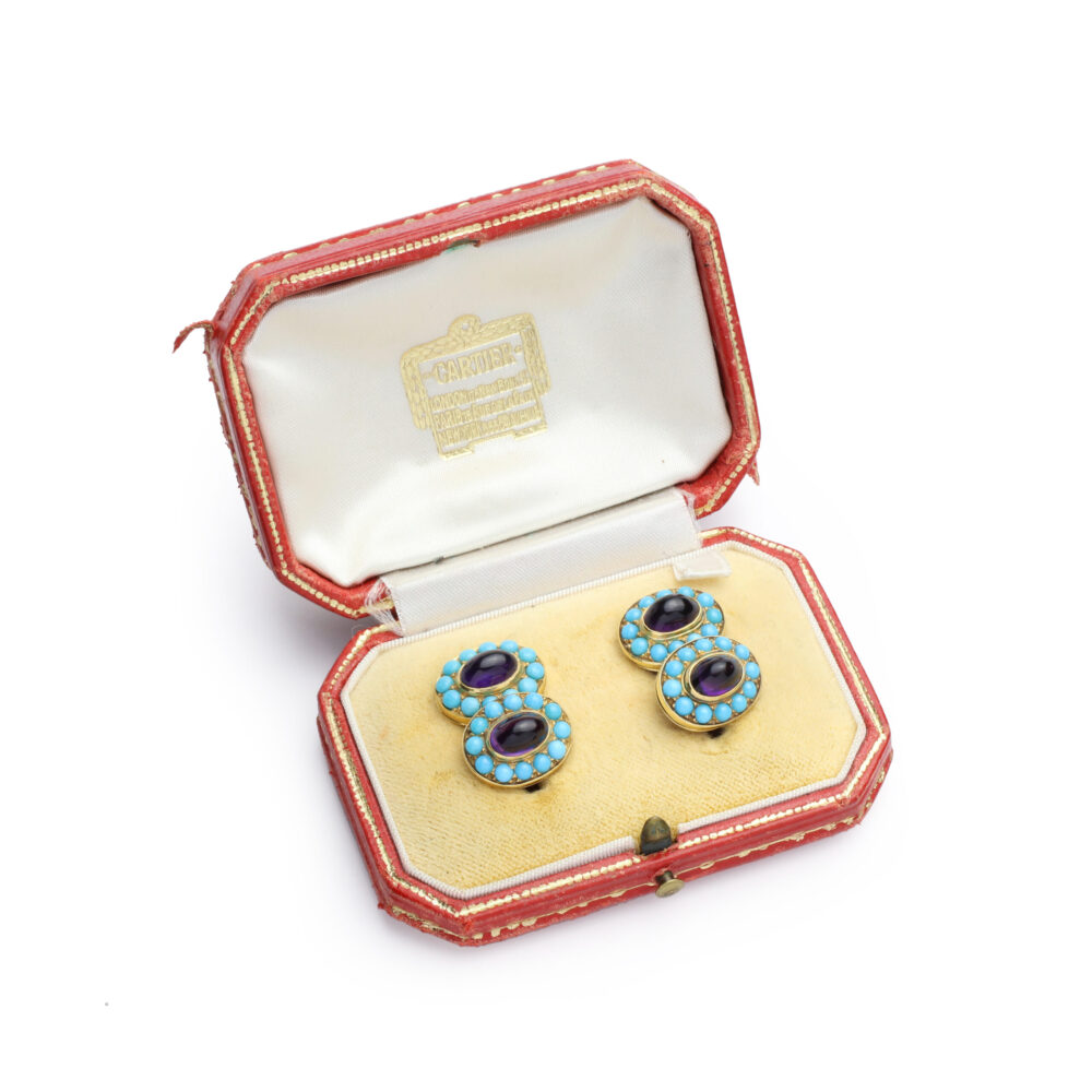Cartier Amethyst and Turquoise Cufflinks
