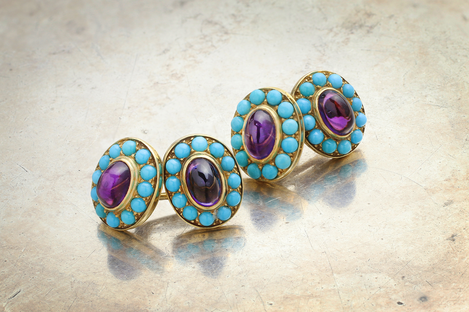 Cartier Amethyst and Turquoise Cufflinks