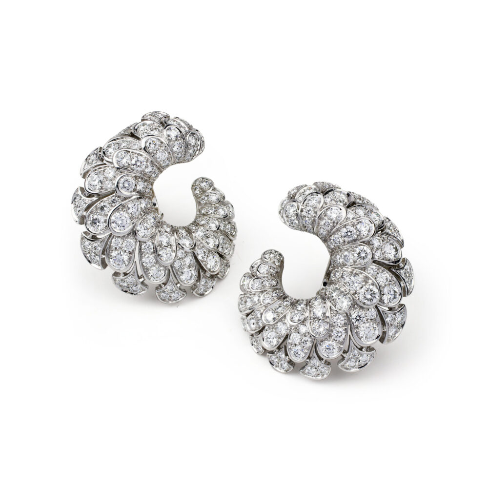 Cartier Diamond Set Creole Ear Clips