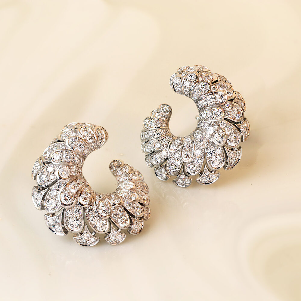 Cartier Diamond Set Creole Ear Clips