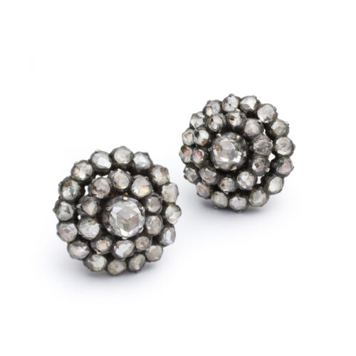 Rose Cut Diamond Cluster Earrings
