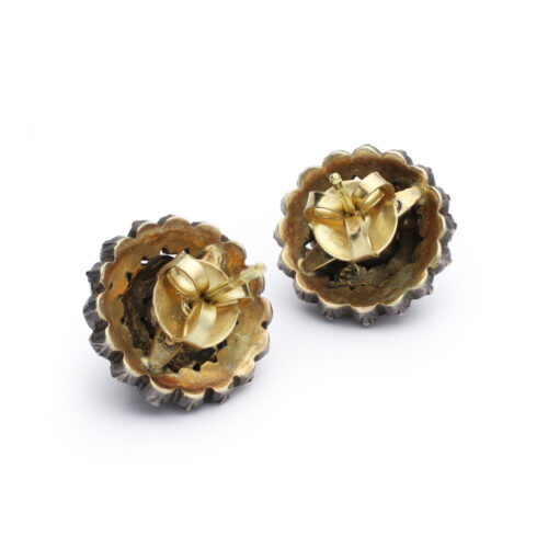 Rose Cut Diamond Cluster Earrings