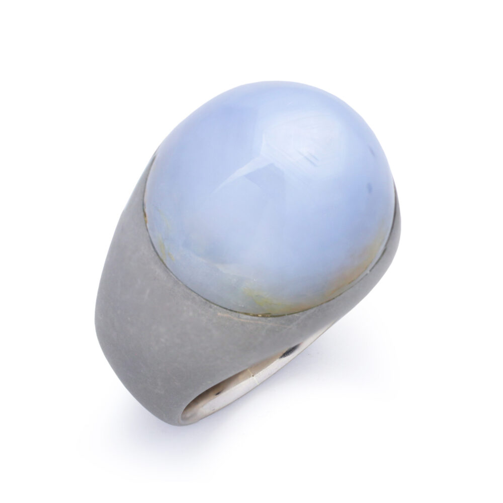 Hemmerle Star Sapphire, White Gold and Stainless Steel Ring