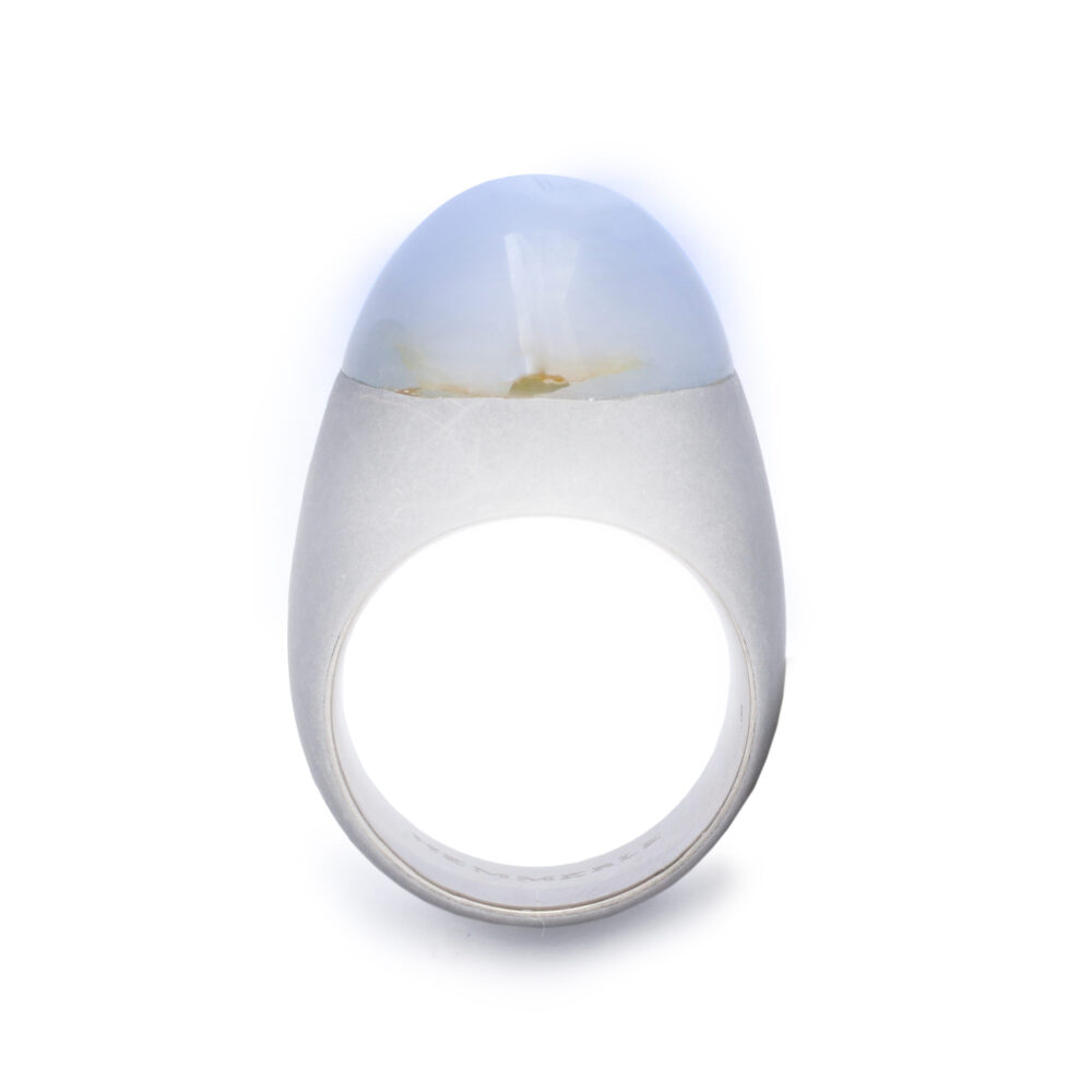 Hemmerle Star Sapphire, White Gold and Stainless Steel Ring