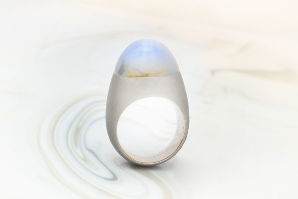 Hemmerle Star Sapphire, White Gold and Stainless Steel Ring