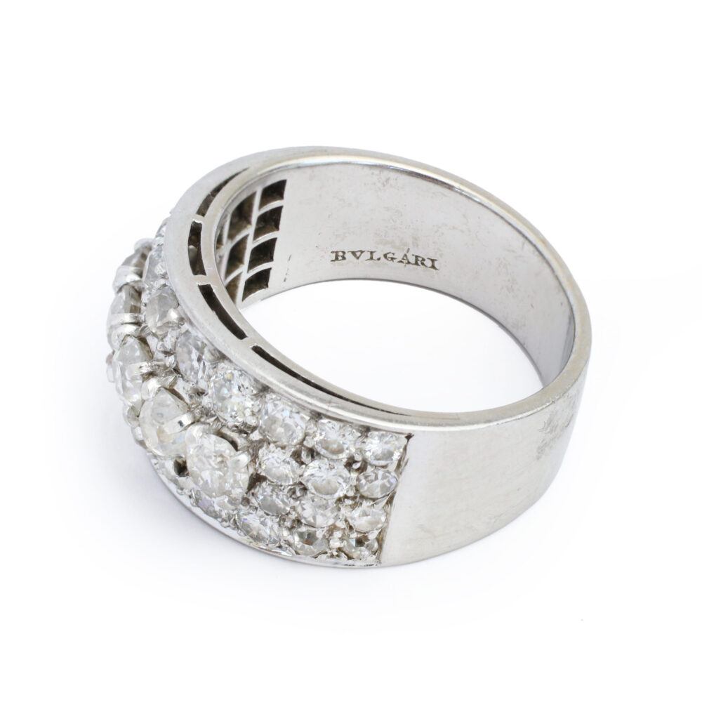 Bulgari 'Trombino' Diamond and Platinum Band Ring