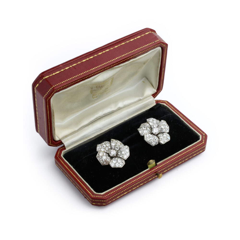 Cartier Diamond Flower Ear Clips
