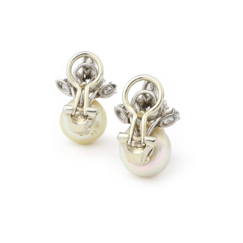 Bulgari Natural Pearl and Diamond Ear Clips