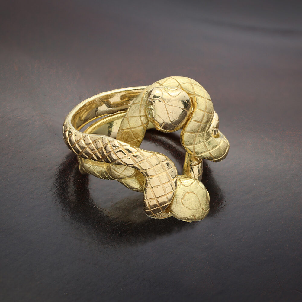 Gold Entwined Snakes Puzzle Ring