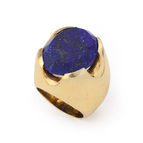 Modernist Lapis Lazuli and Gold Ring