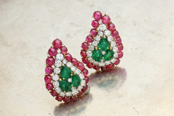 Bulgari Emerald, Ruby And Diamond Ear Clips» Price On Request «