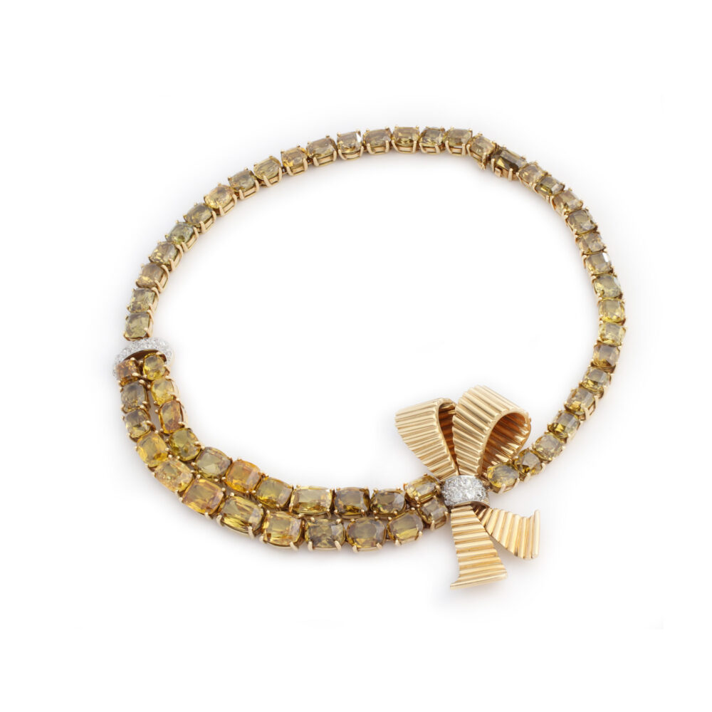 Paul Flato Sphene, Diamond and Gold Necklace