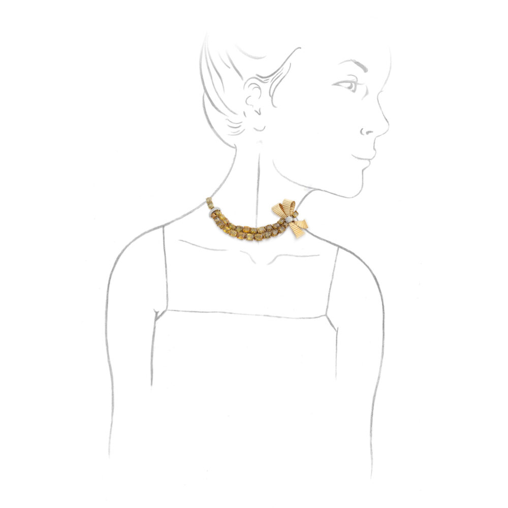 Paul Flato Sphene, Diamond and Gold Necklace