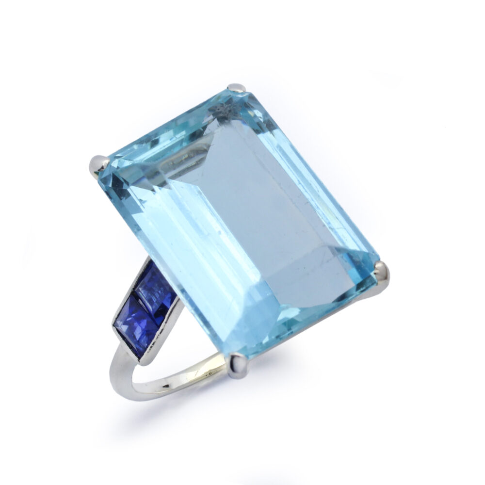 Cartier Aquamarine and Sapphire Ring