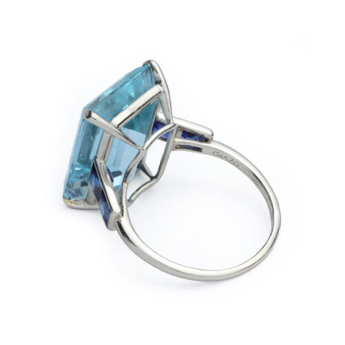 Cartier Aquamarine and Sapphire Ring