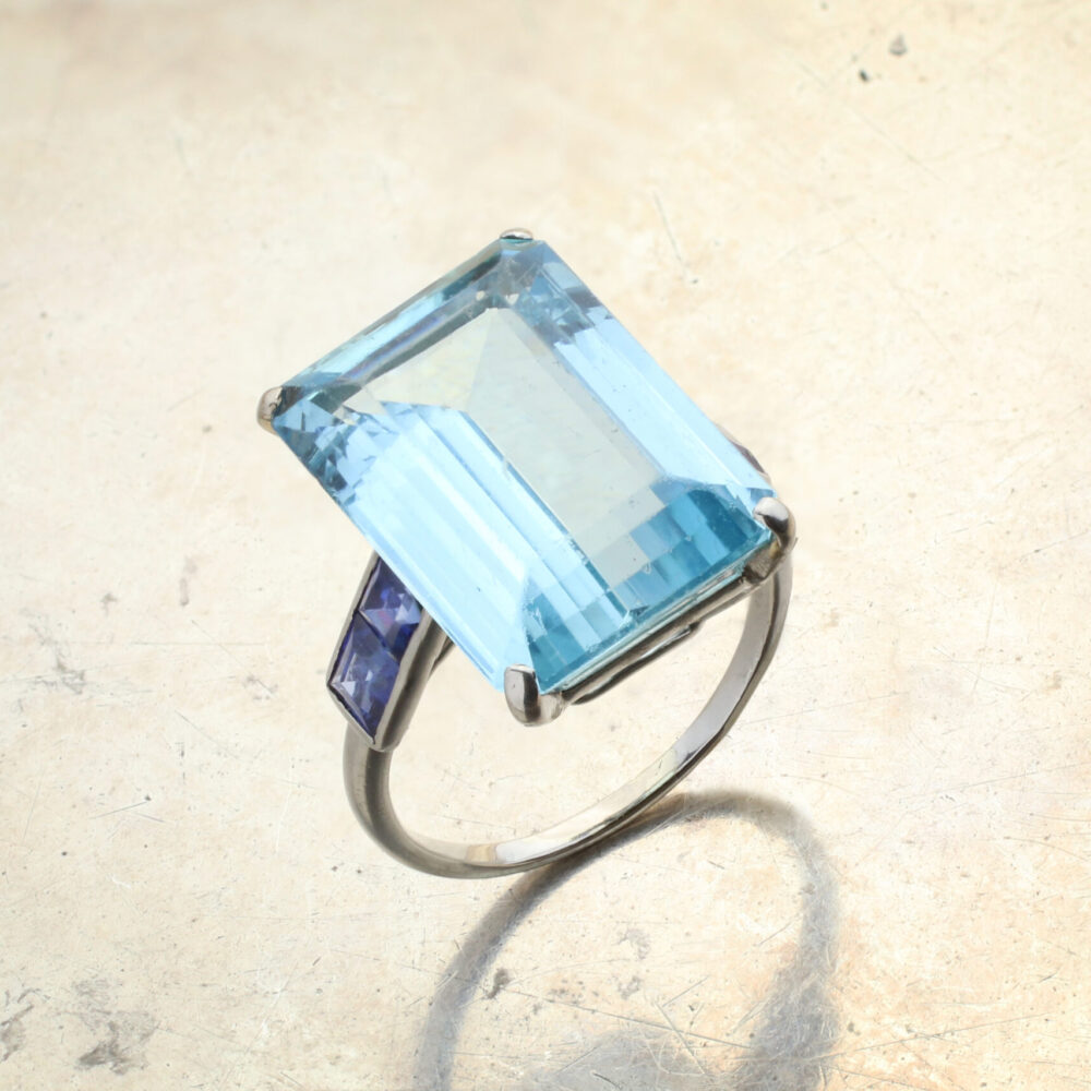Cartier Aquamarine and Sapphire Ring