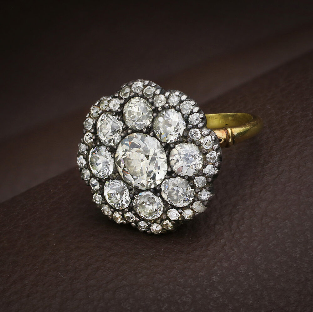Antique Diamond Set Cluster Floral Ring