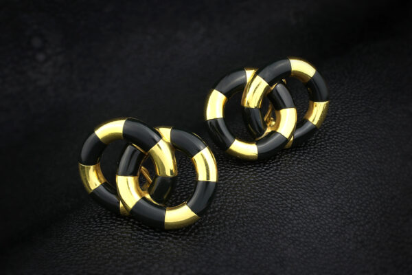 Angela Cummings ‘Nile’ Gold and Black Jade Ear Clips