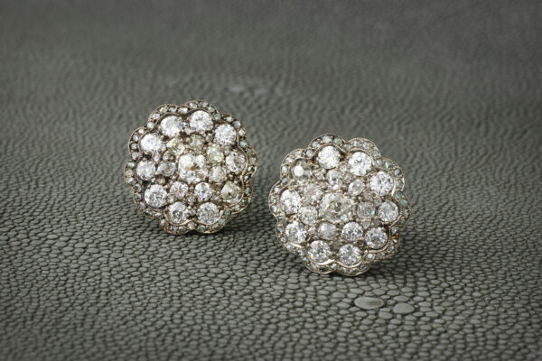 Antique Diamond Set Floral Earrings