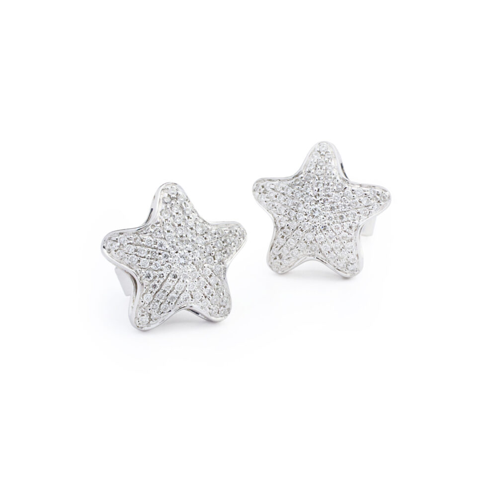 Diamond and White Gold Star Ear Studs