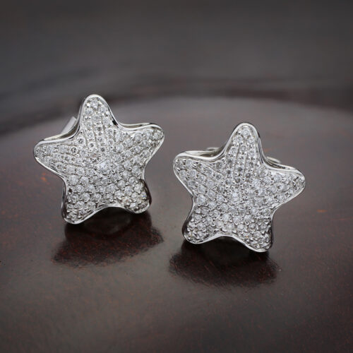 Diamond and White Gold Star Ear Studs