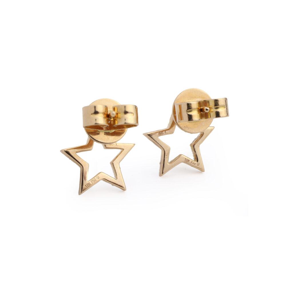 Rose Gold and Diamond Star Outline Ear Studs