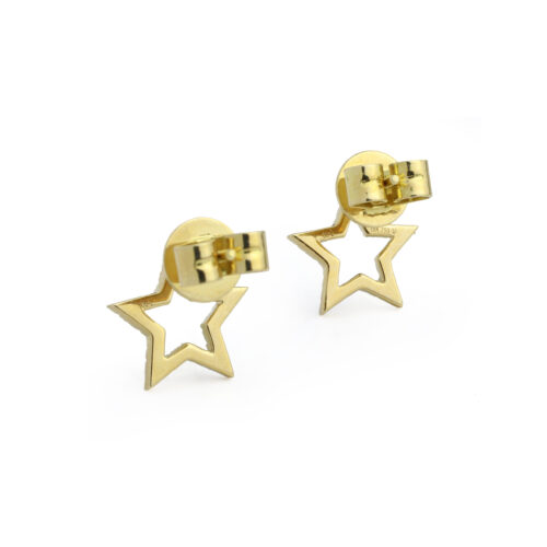 Gold and Diamond Star Outline Ear Studs