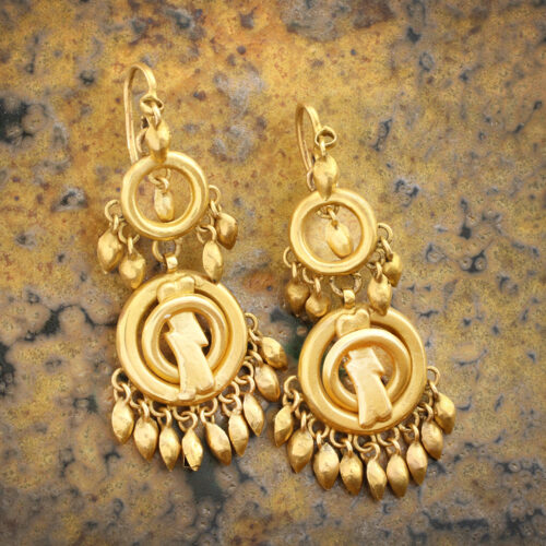 Antique Gold Fringe Ear Pendants