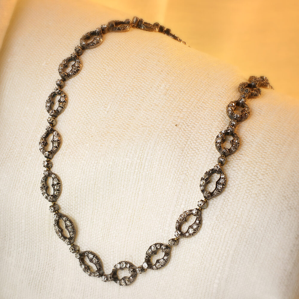 Antique Old Cut Diamond Set Necklace