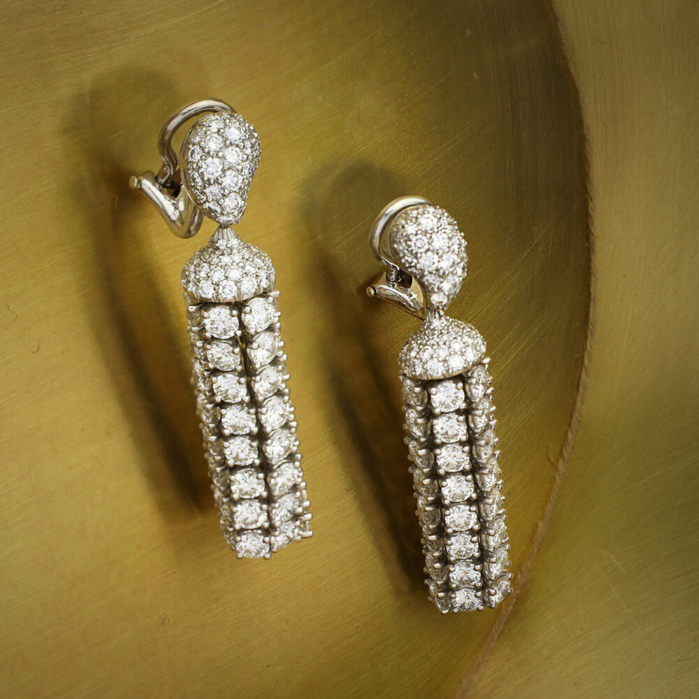 Tiffany & Co. Diamond Set Tassel Ear Pendants, circa 1990