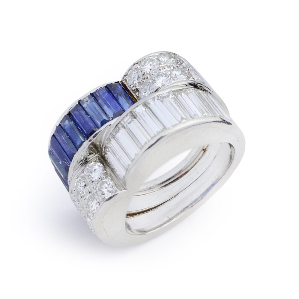 French Sapphire and Diamond Ring
