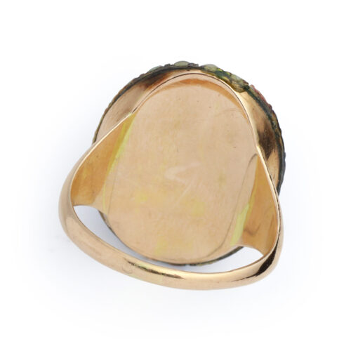 Antique Memento Mori Gold, Enamel, Pearl and Diamond Ring