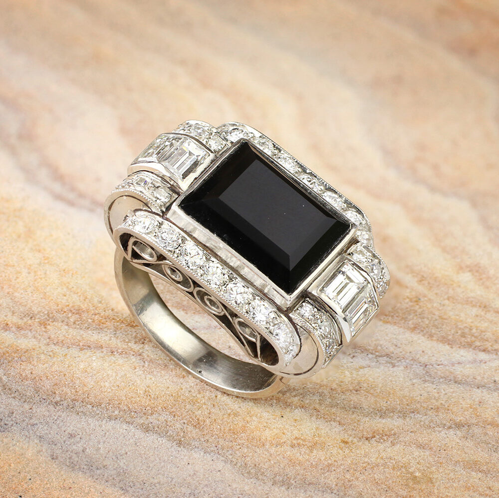 Onyx and Diamond Ring