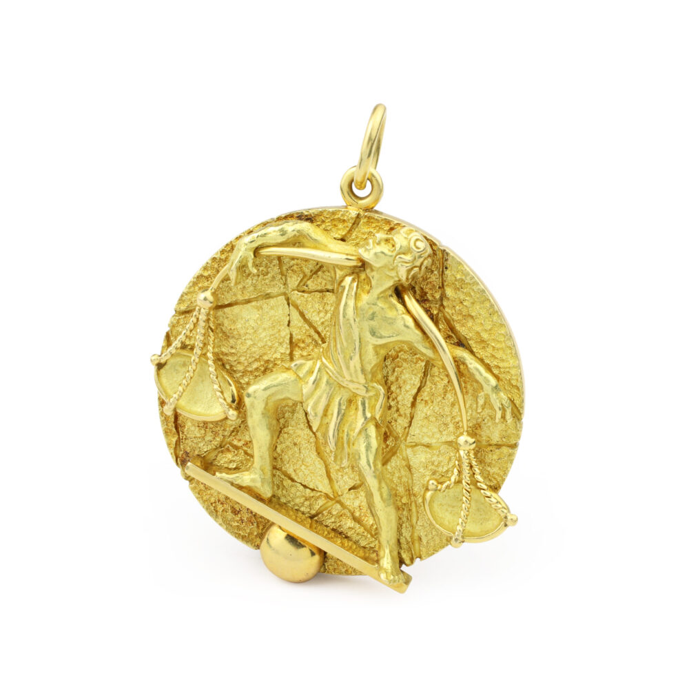 Tiffany & Co. Libra Zodiac Sculpted Gold Jumbo Pendant