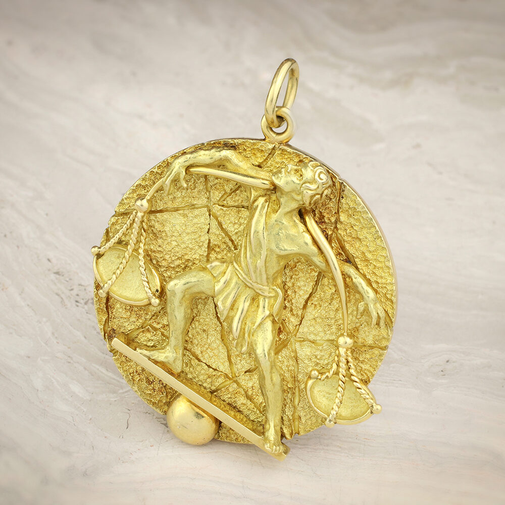 Tiffany & Co. Libra Zodiac Sculpted Gold Jumbo Pendant