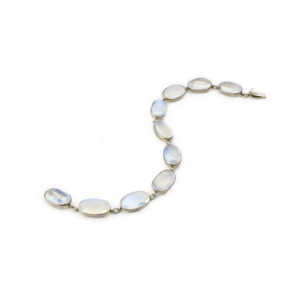 Antique French Moonstone and White Gold Bracelet