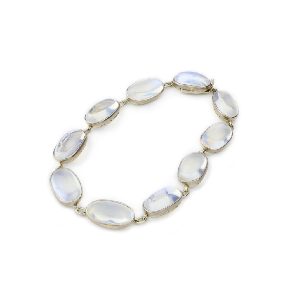 Antique French Moonstone and White Gold Bracelet