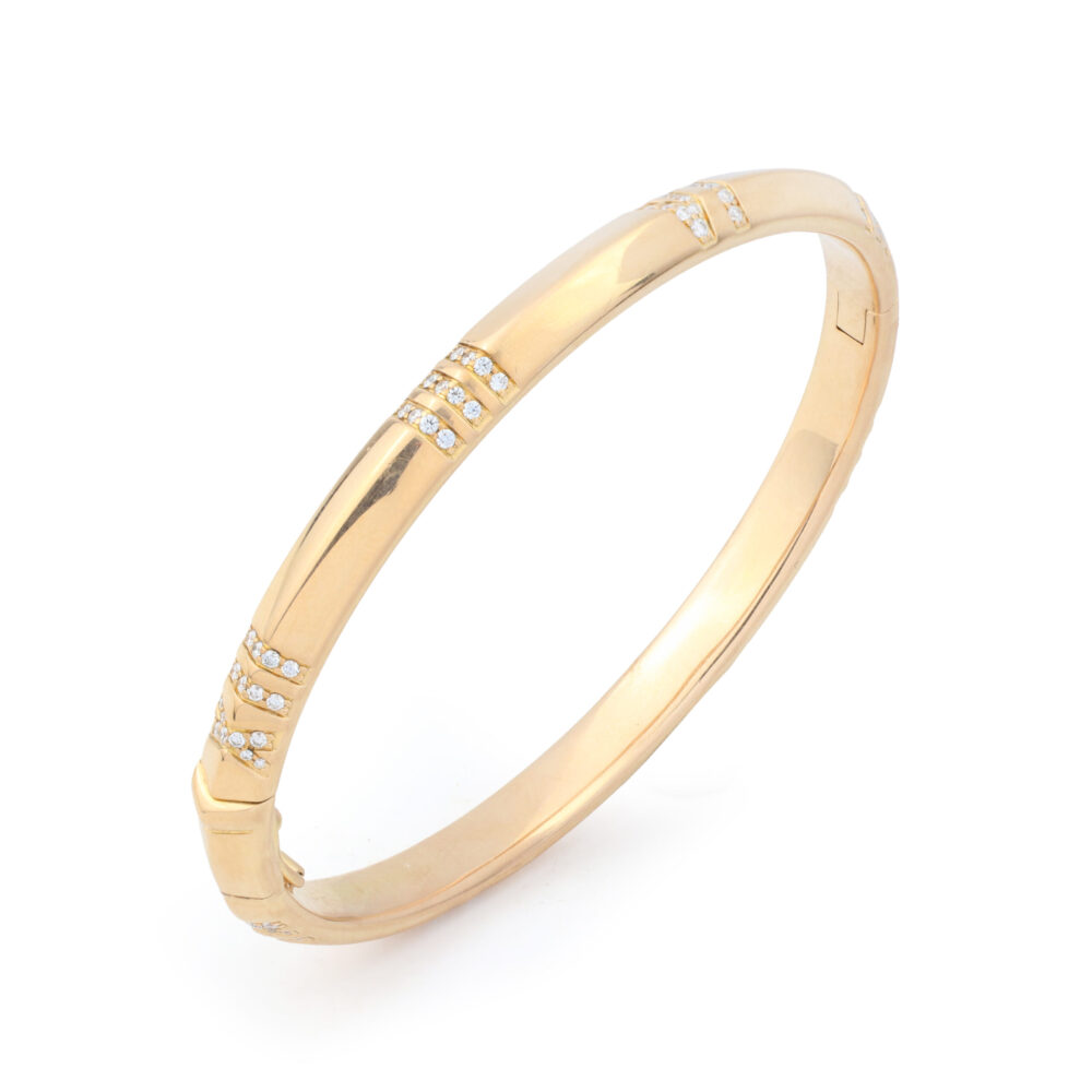 Tiffany & Co. "Atlas" Diamond and Pink Gold Bangle Bracelet