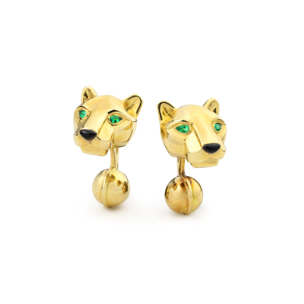 Cartier "Panther" Onyx and Emerald Cufflinks