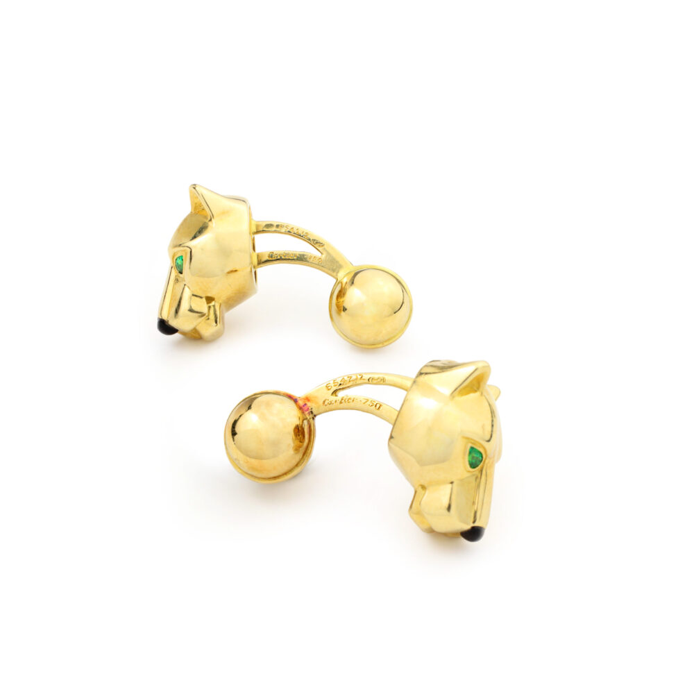 Cartier "Panther" Onyx and Emerald Cufflinks