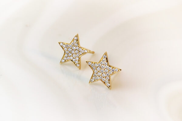 Diamond Set Star Shaped Ear Studs