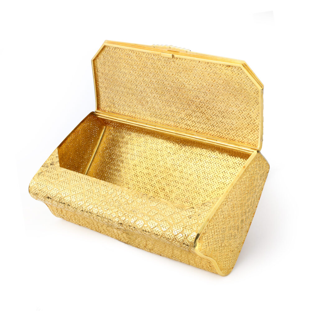 Diamond Set Woven Gold Clutch Handbag