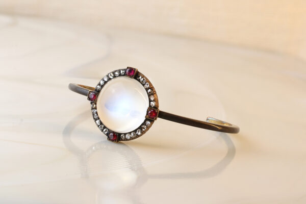 Moonstone, Diamond and Ruby Bracelet