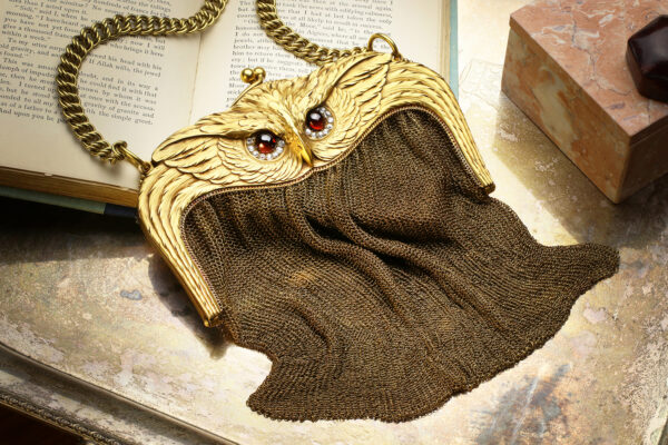 Antique Hand Chased Gold Owl Evening Bag, Circa 1900» Price On Request «