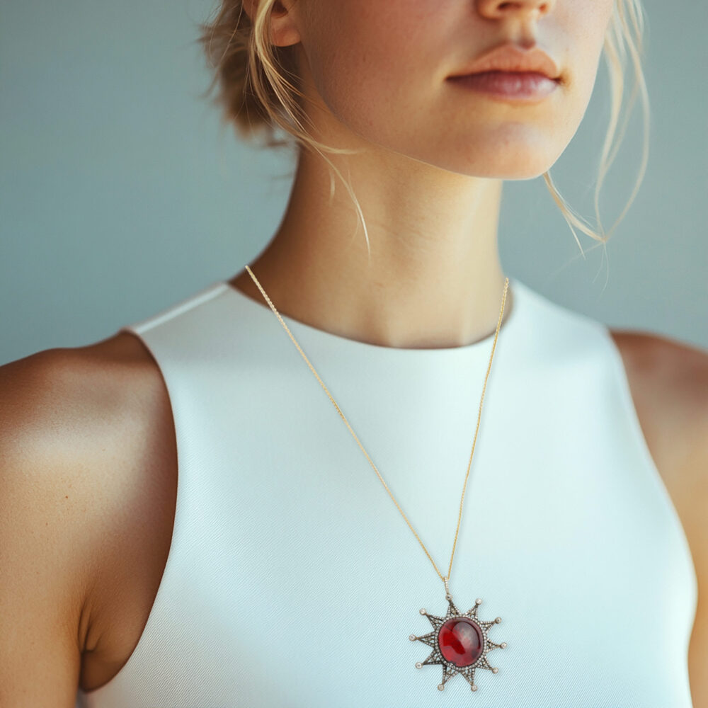 Antique Garnet and Diamond Set Star Pendant