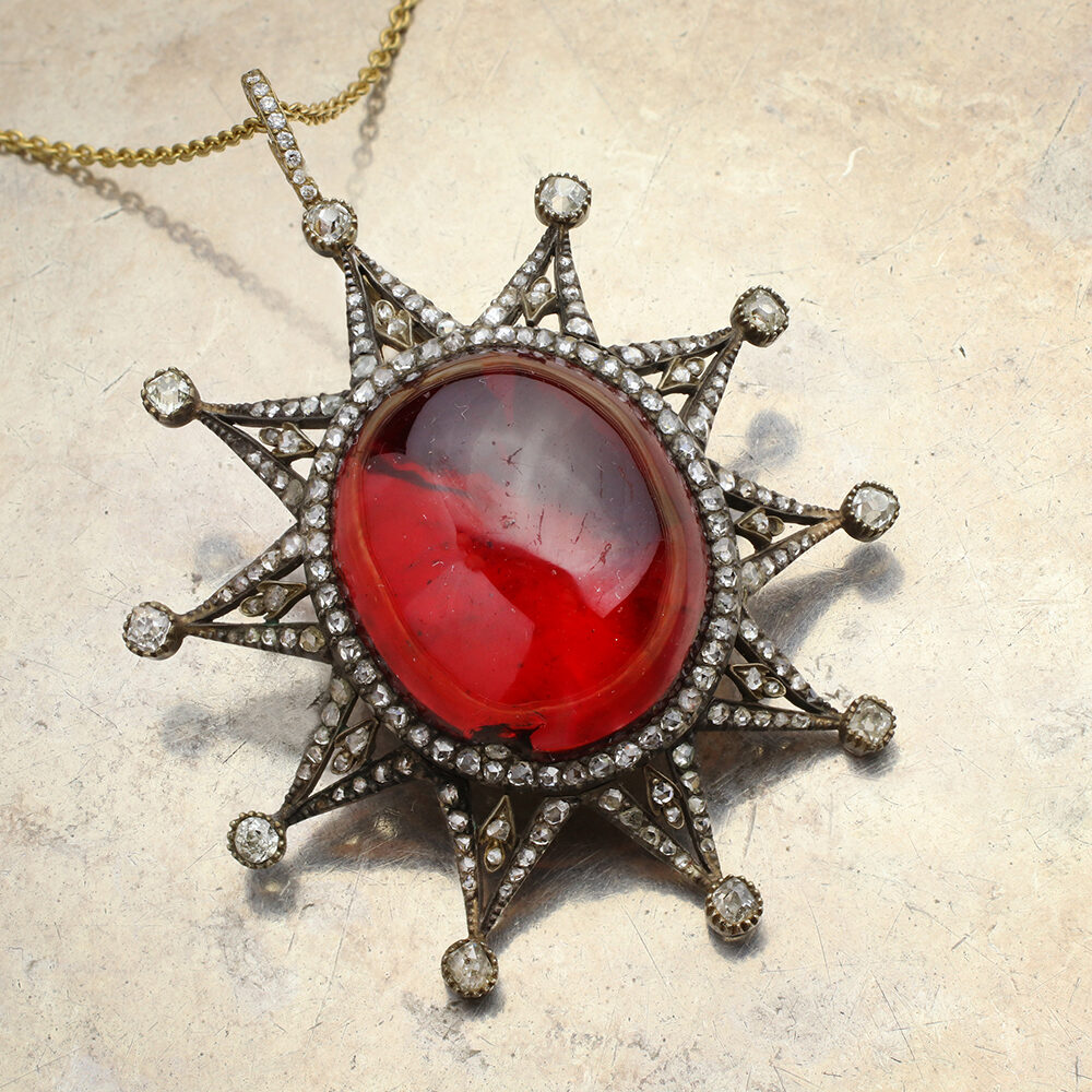 Antique Garnet and Diamond Set Star Pendant